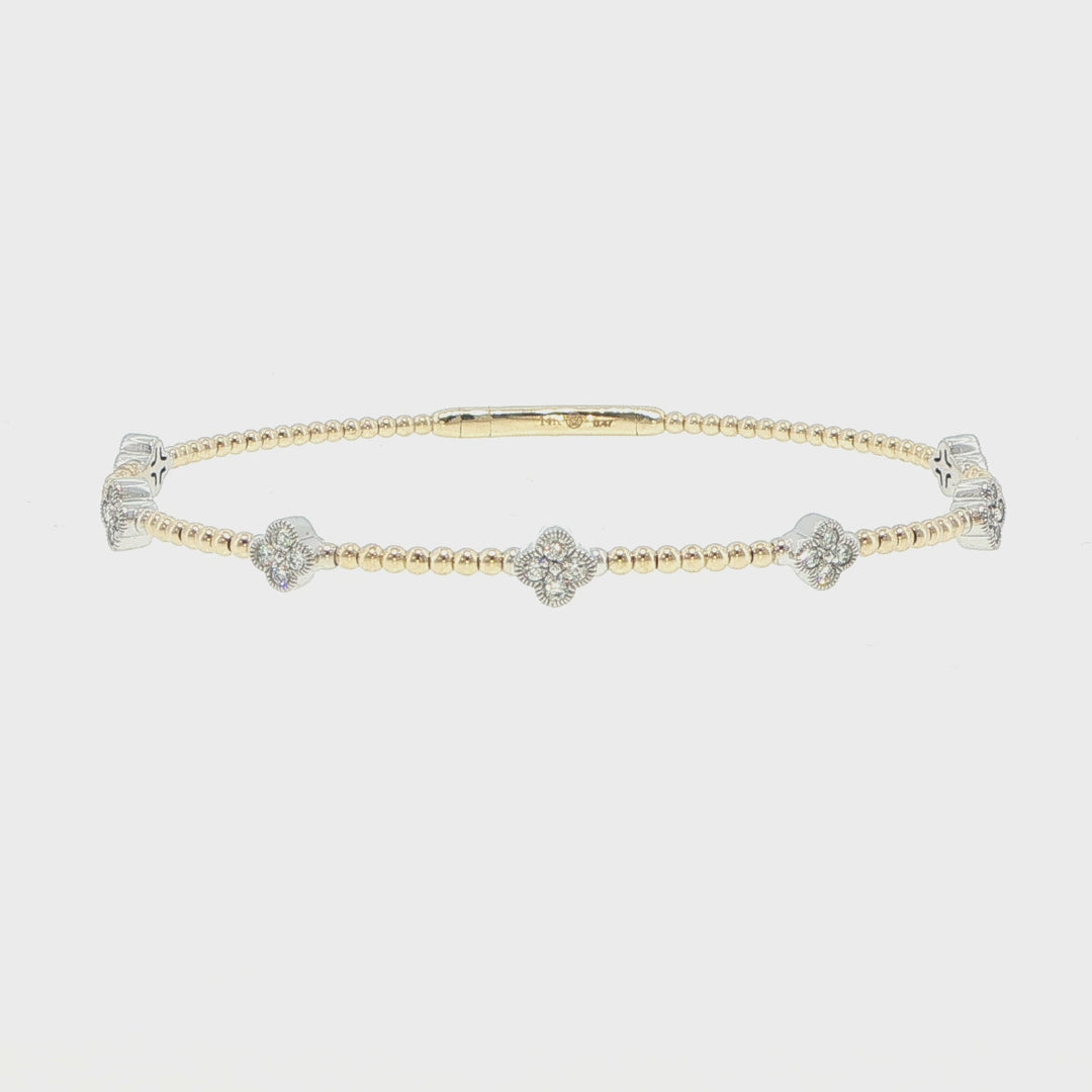 14K Yellow & White Gold 7 Station Diamond Bracelet