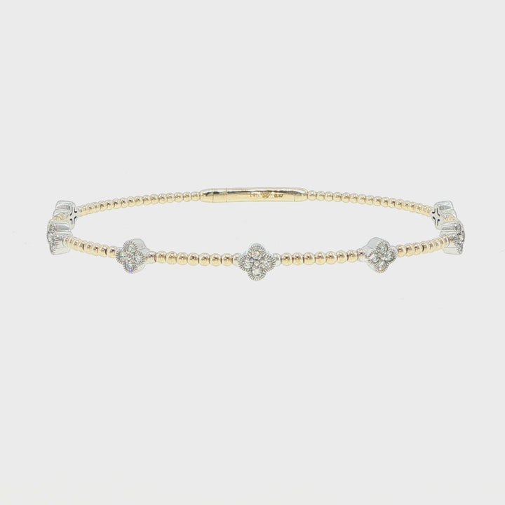 14K Yellow & White Gold 7 Station Diamond Bracelet