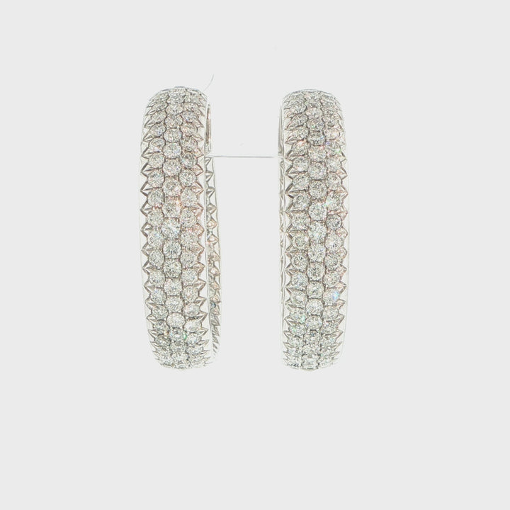 18K White Gold Pavé Inside-Out Diamond Hoop Earrings