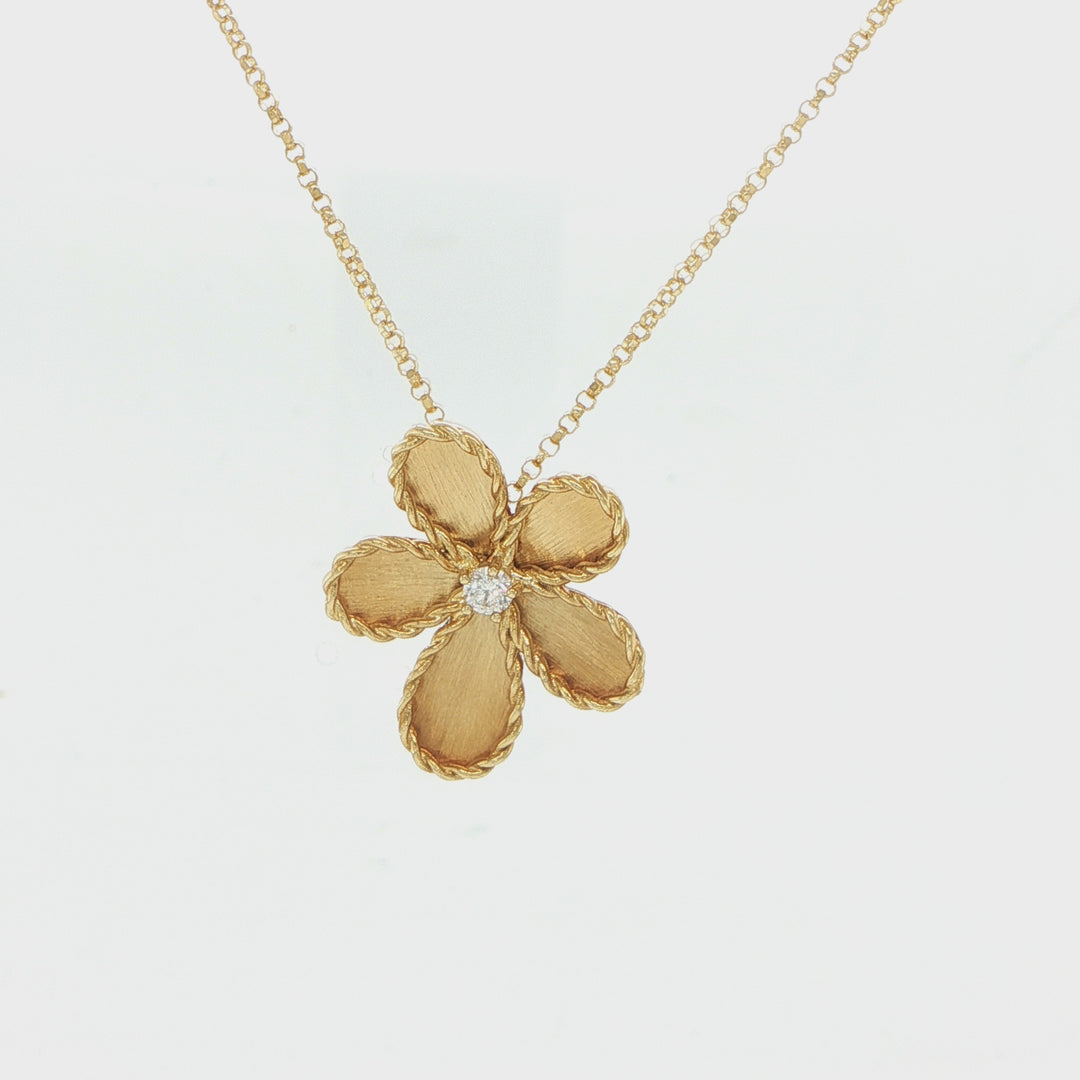 Roberto Coin 18K Yellow Gold Jasmine Flower Pendant Necklace