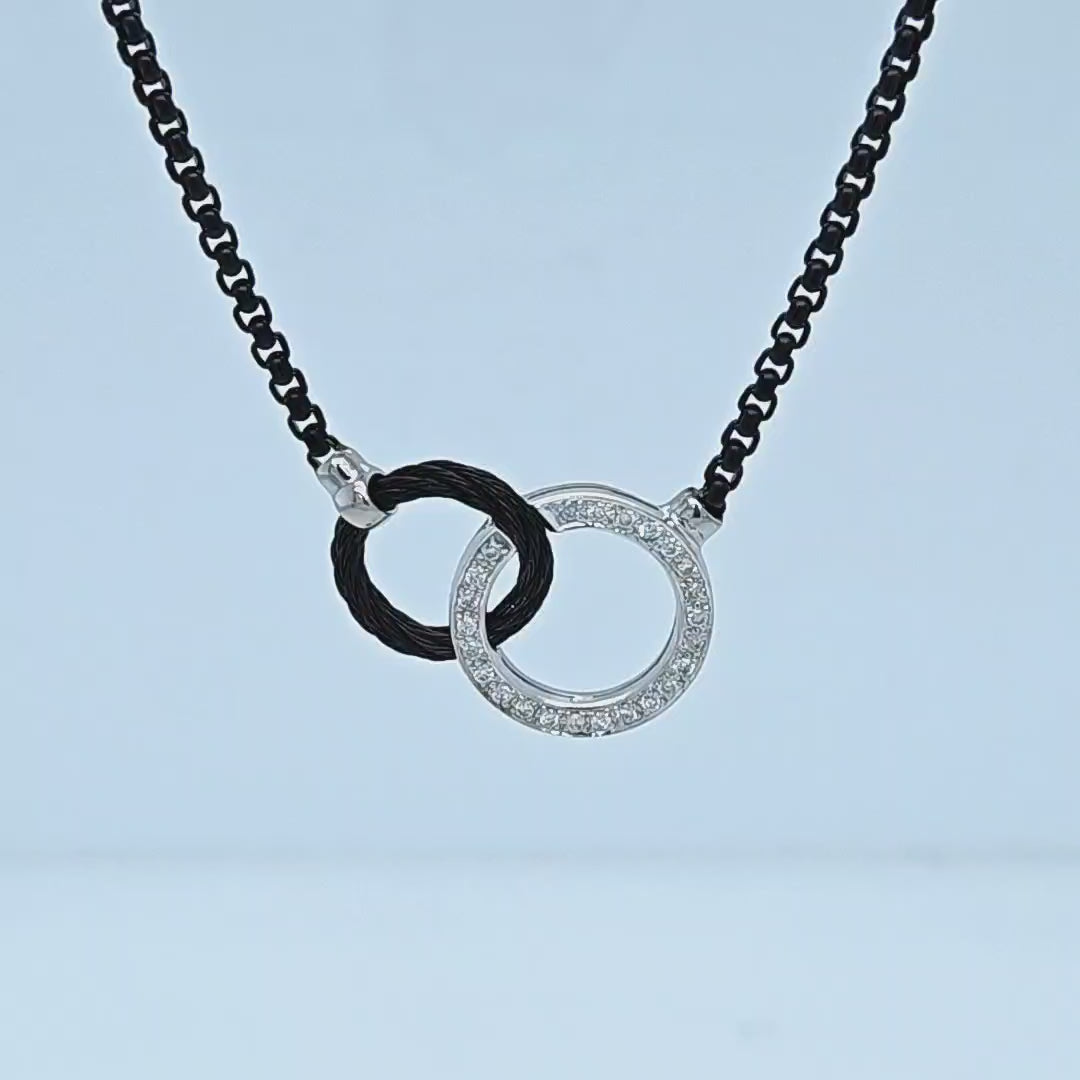 Black Cable & Grey Chain Interlocking Full Circle Necklace