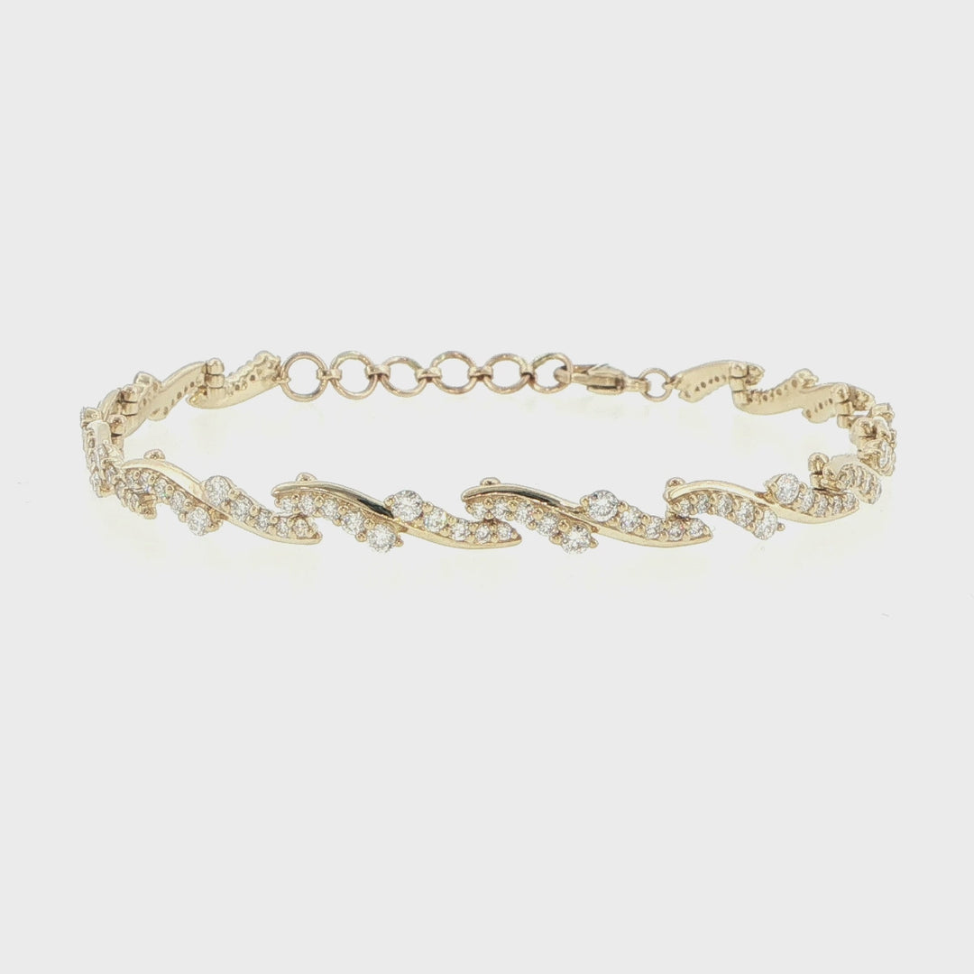 14K Yellow Gold Diamond Twisted Link Bracelet