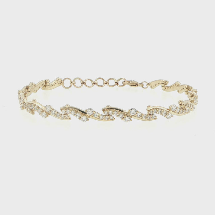 14K Yellow Gold Diamond Twisted Link Bracelet