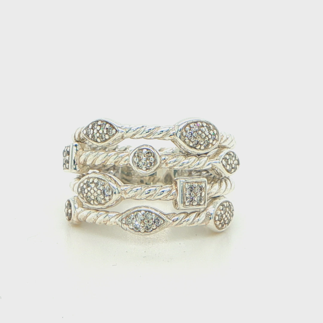 David Yurman Confetti Diamond Ring Sterling Silver