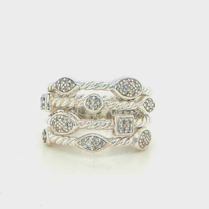 David Yurman Confetti Diamond Ring Sterling Silver