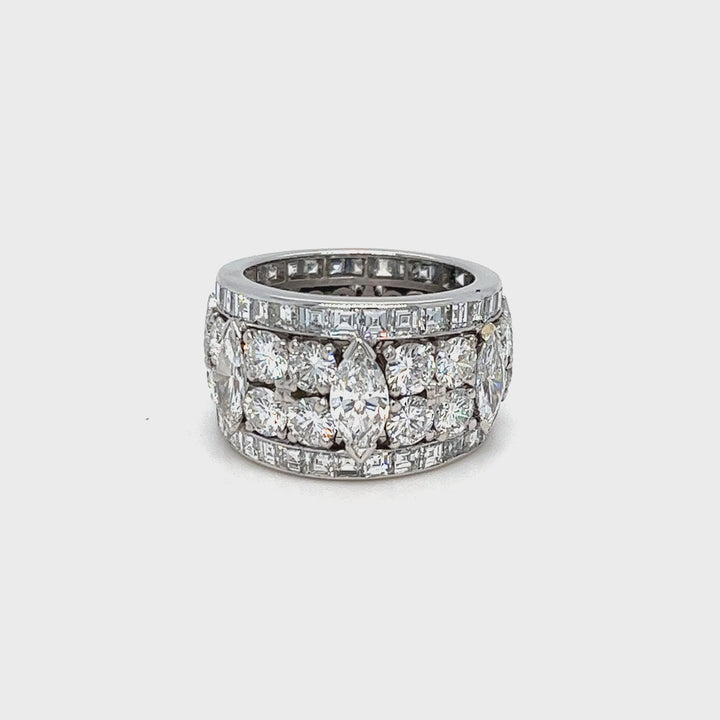 Wide Fancy Diamond Eternity Band