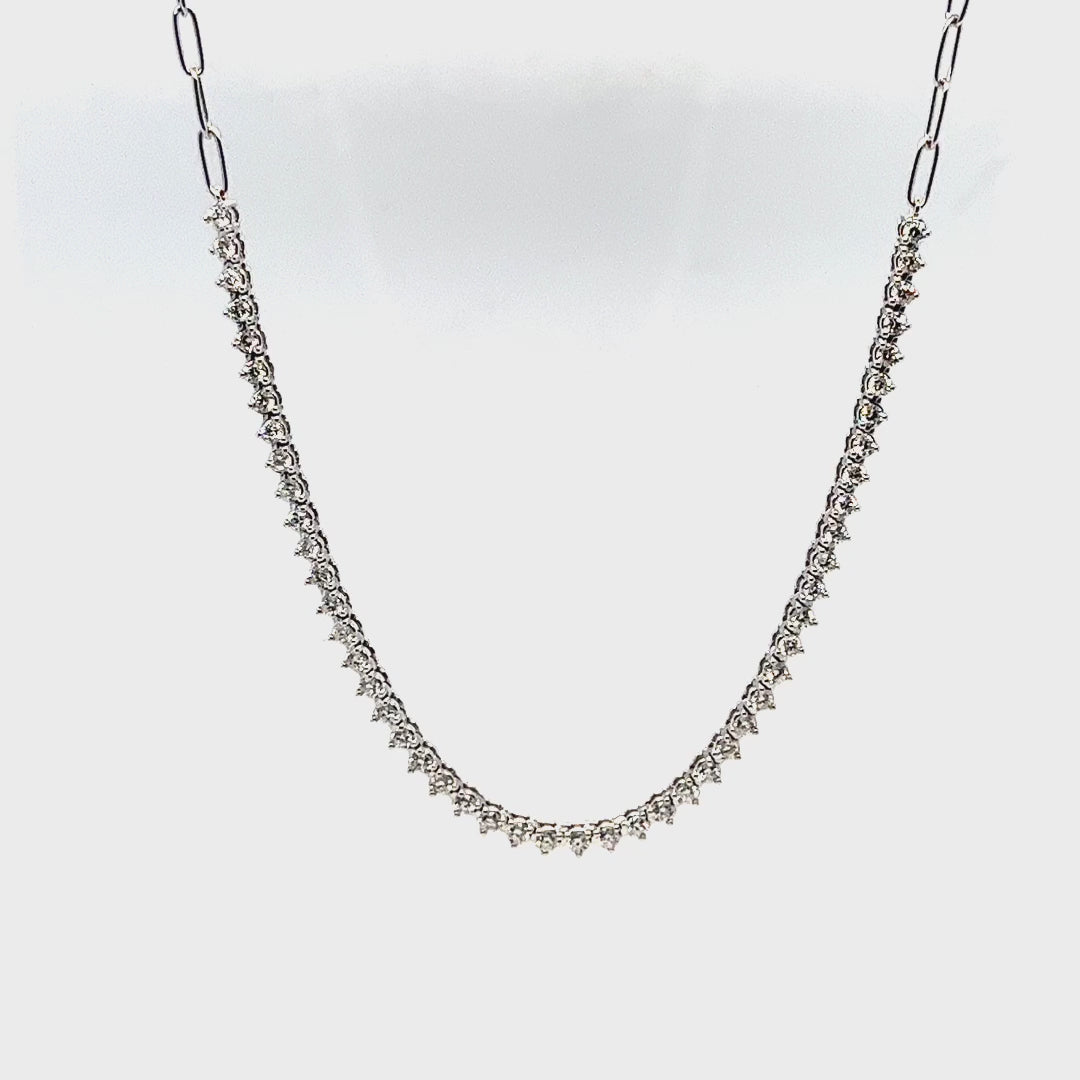 14K White Gold Diamond Tennis Necklace