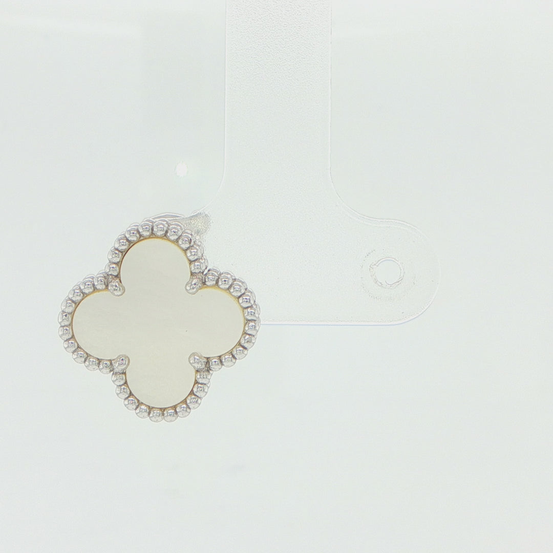 Van Cleef & Arpels 18K White Gold Mother of Pearl Alhambra Single Earring