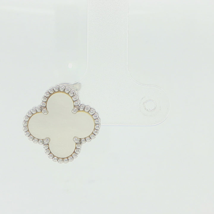Van Cleef & Arpels 18K White Gold Mother of Pearl Alhambra Single Earring