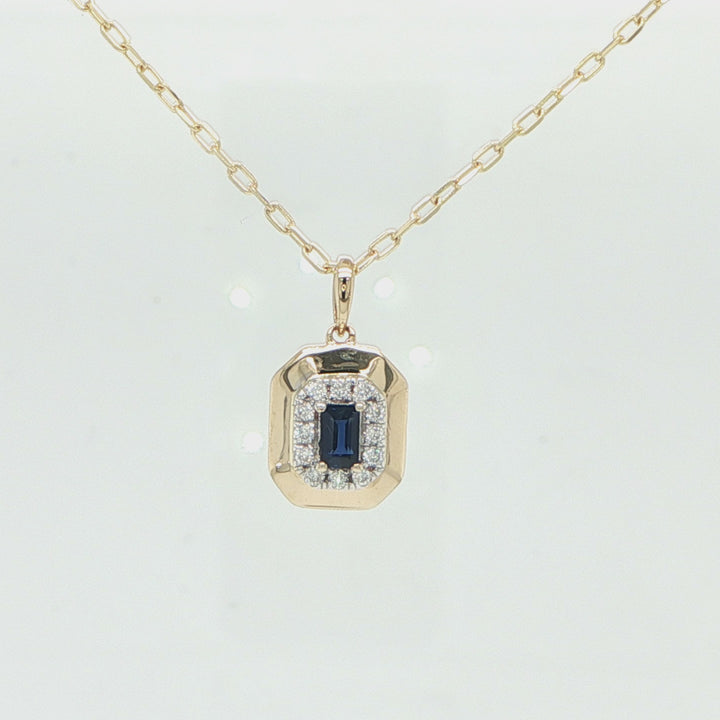 14K Yellow Gold Sapphire & Diamond Necklace