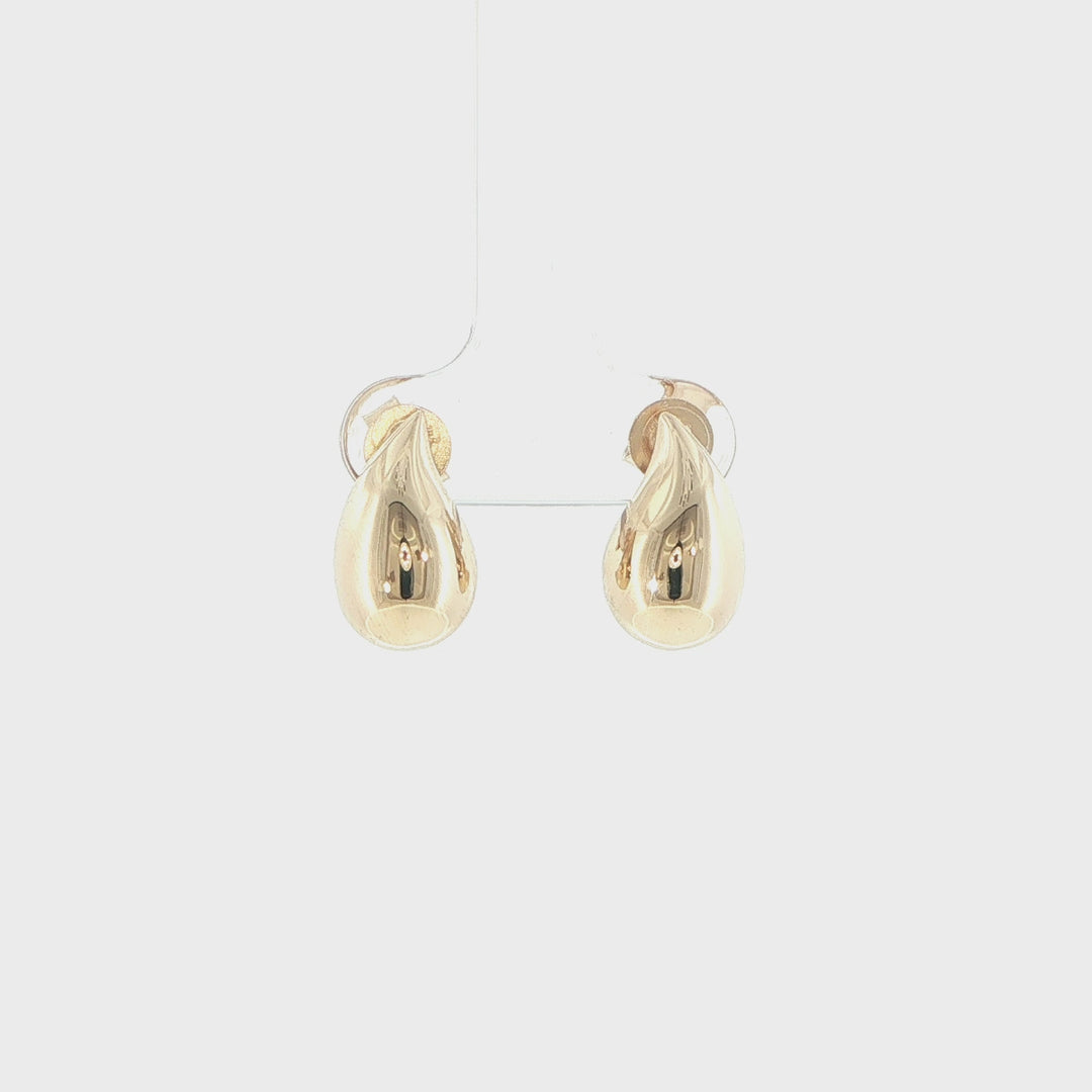 14K Yellow Gold High Polish Teardrop Stud Earrings