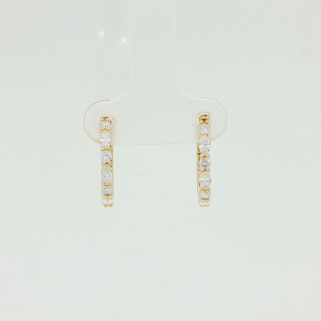 18K Yellow Gold Diamond Huggie Hoop Earrings
