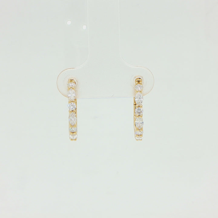 18K Yellow Gold Diamond Huggie Hoop Earrings