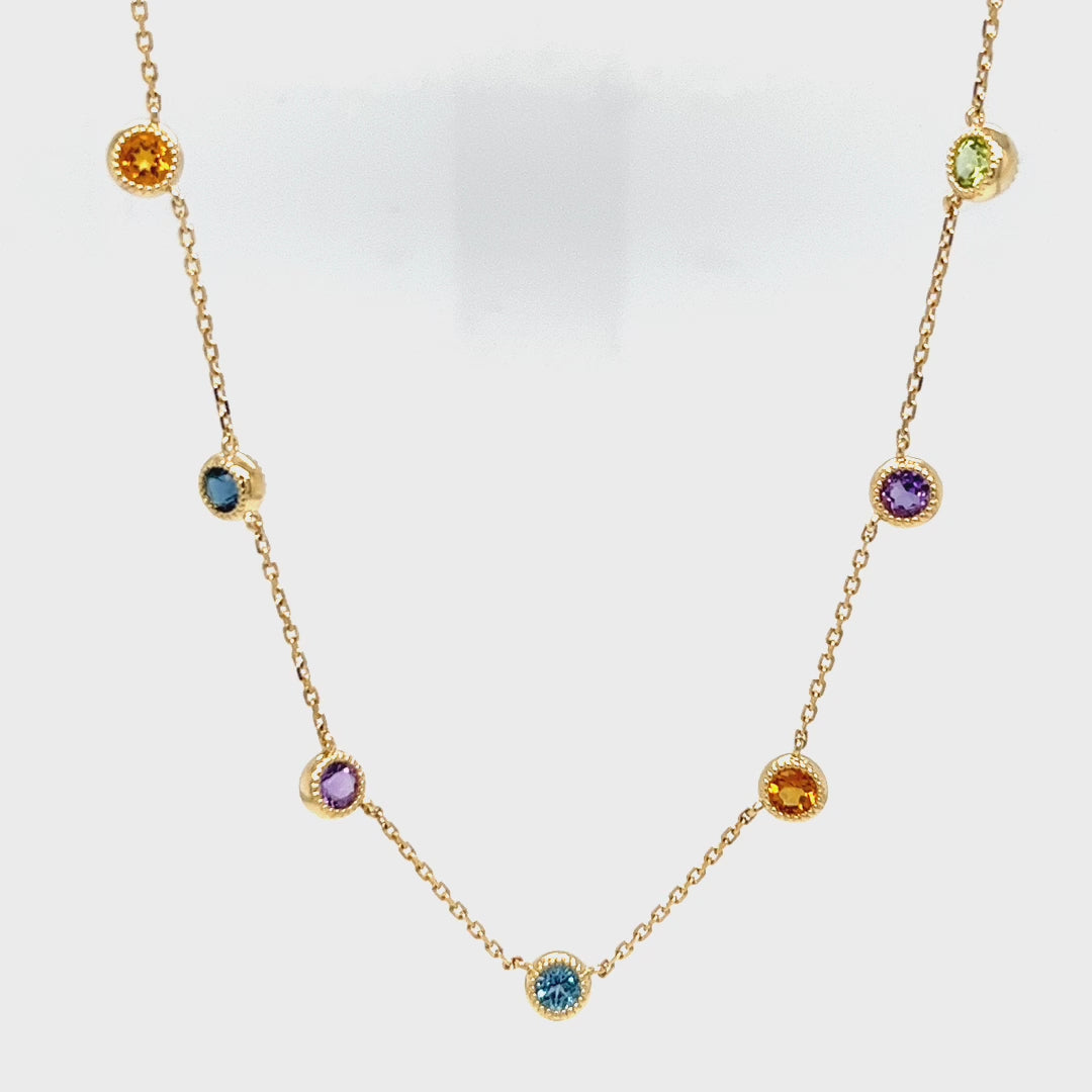 Multicolor Bezeled Sapphire Necklace Miami FL Coral Gables Jae's