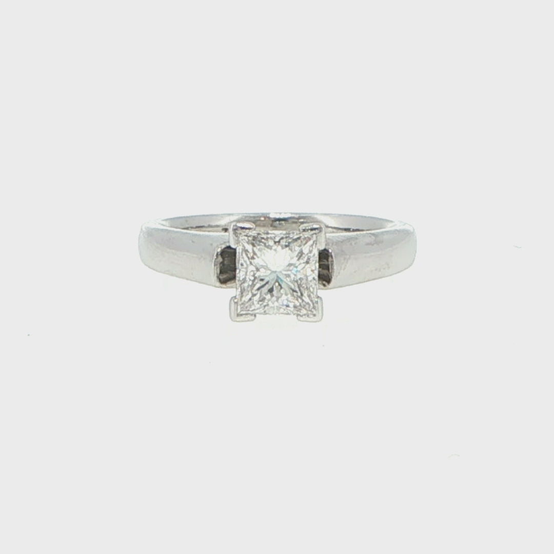 Platinum 1.02 Carat GIA Princess Cut Diamond Solitaire Engagement Ring