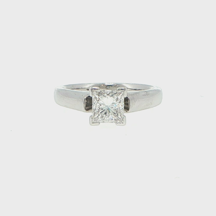 Platinum 1.02 Carat GIA Princess Cut Diamond Solitaire Engagement Ring