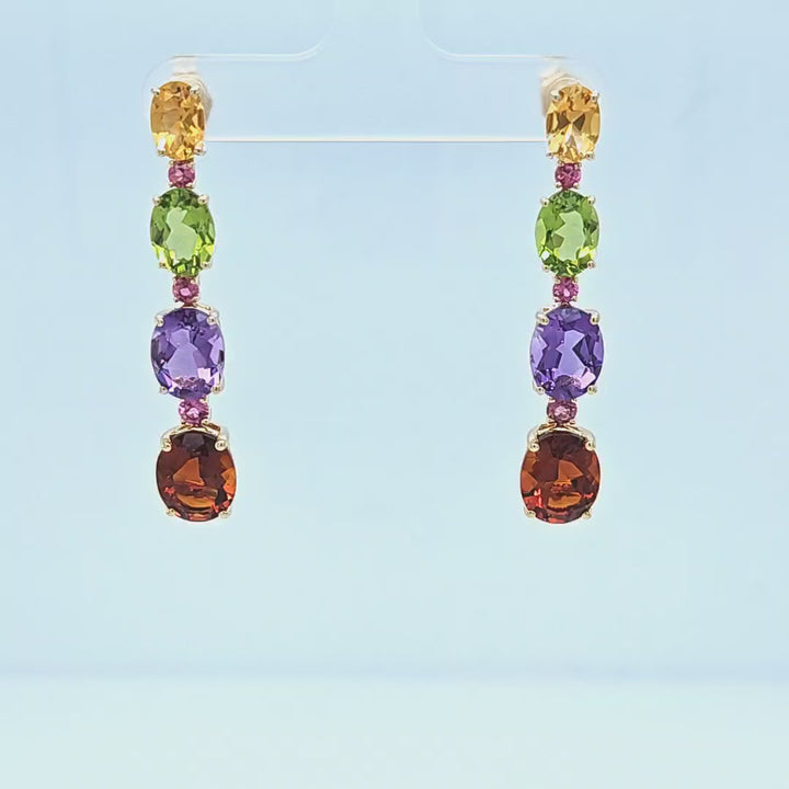 Multicolor Gemstone Drop Earrings