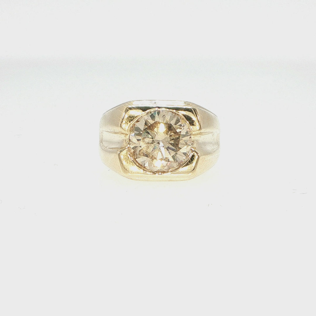 14K Yellow Gold Men's Desert Diamond Solitaire Ring