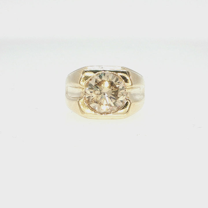 14K Yellow Gold Men's Desert Diamond Solitaire Ring