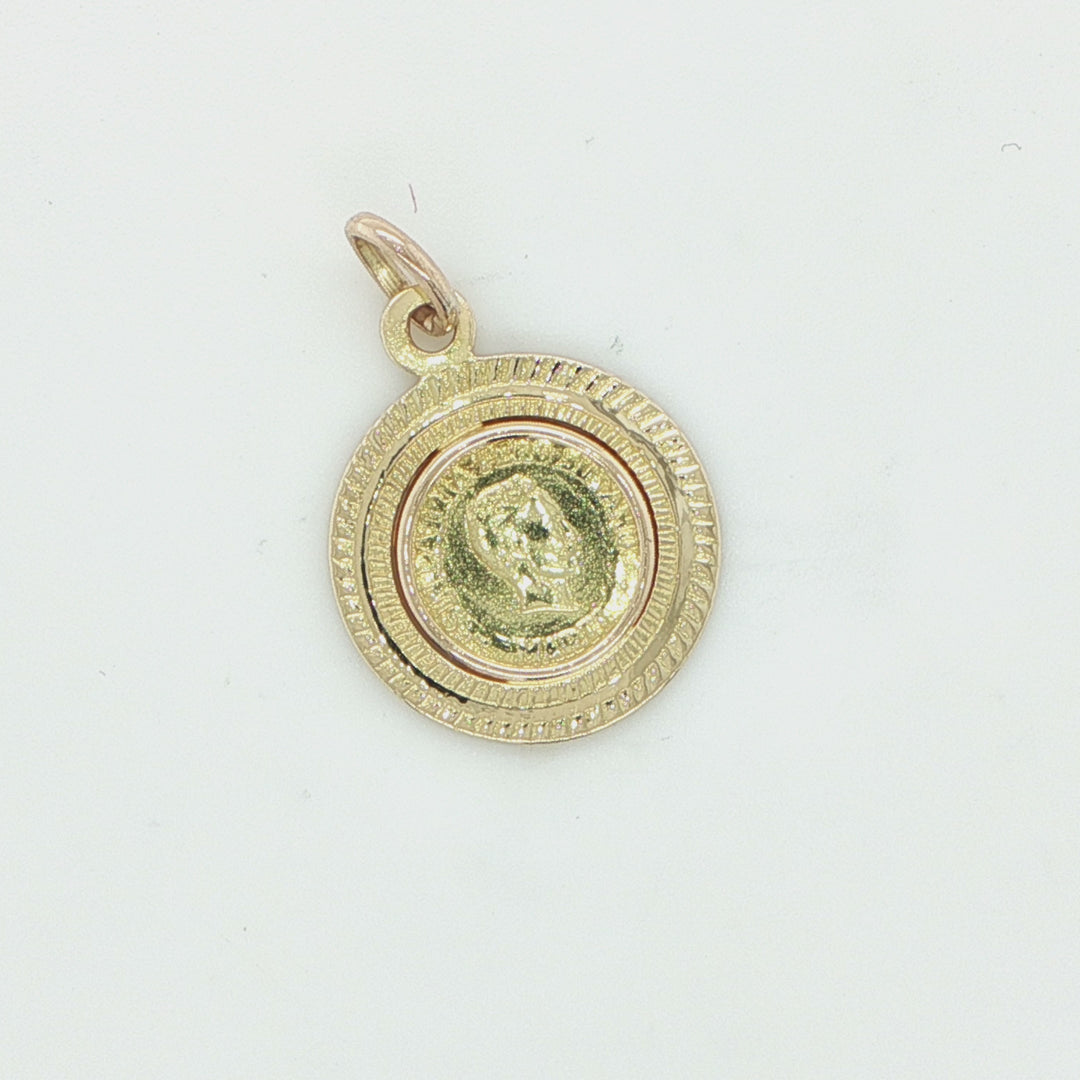 18K Yellow Gold Cuban Coin Pendant