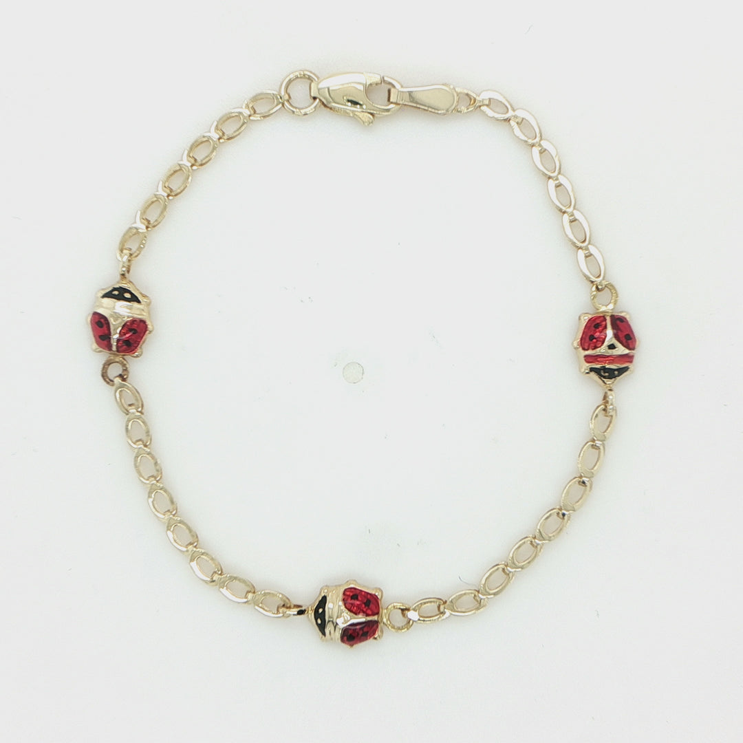 14K Yellow Gold Baby Bracelet with Ladybugs