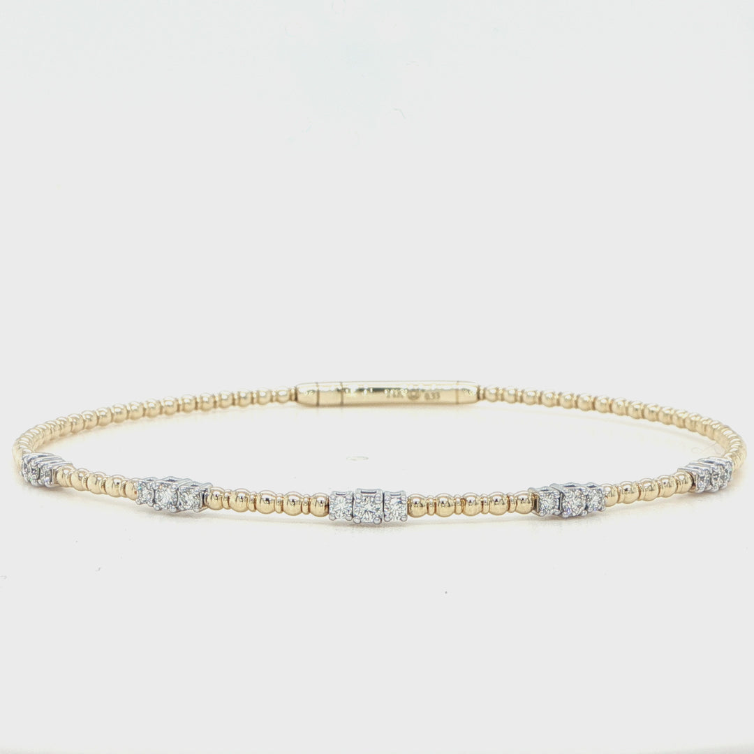 14K Yellow Gold Diamond Spring Bracelet