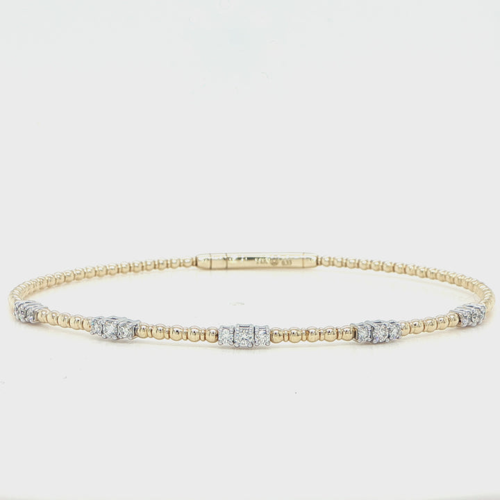 14K Yellow Gold Diamond Spring Bracelet