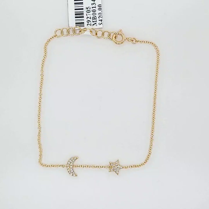 Moon and Star Diamond Bracelet