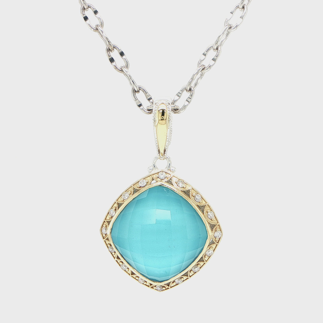 Tacori Barbados 18K Gold & Sterling Silver Turquoise Quartz Diamond Necklace