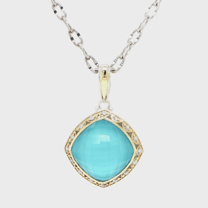 Tacori Barbados 18K Gold & Sterling Silver Turquoise Quartz Diamond Necklace