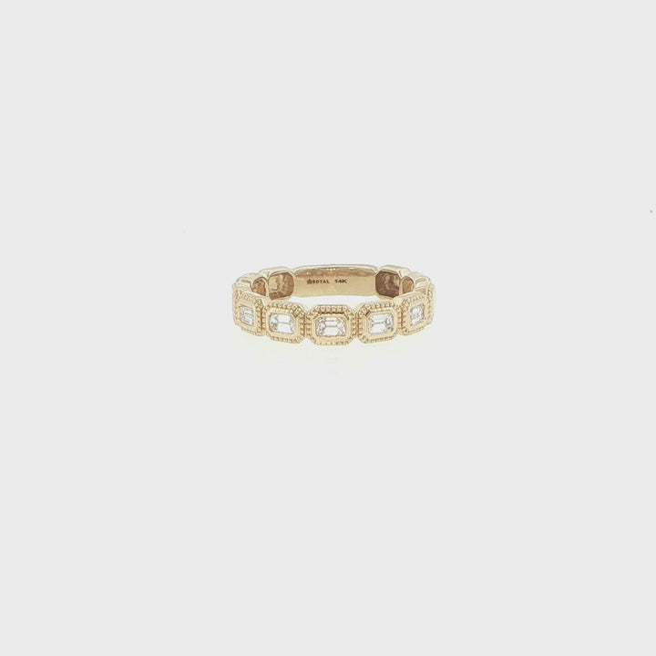 14K Yellow Gold Emerald Cut Diamond Band Ring
