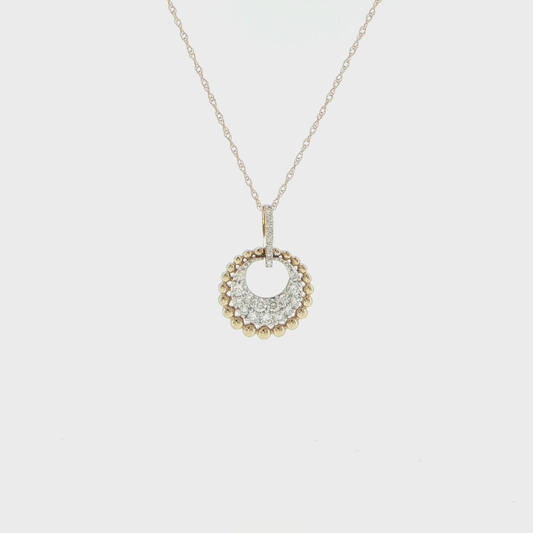 14K Yellow Gold Circular Diamond Necklace