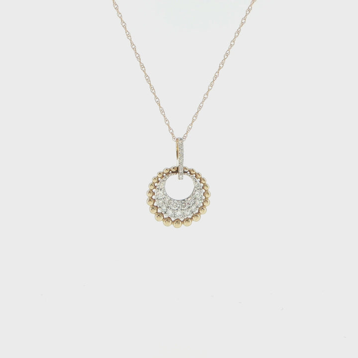 14K Yellow Gold Circular Diamond Necklace
