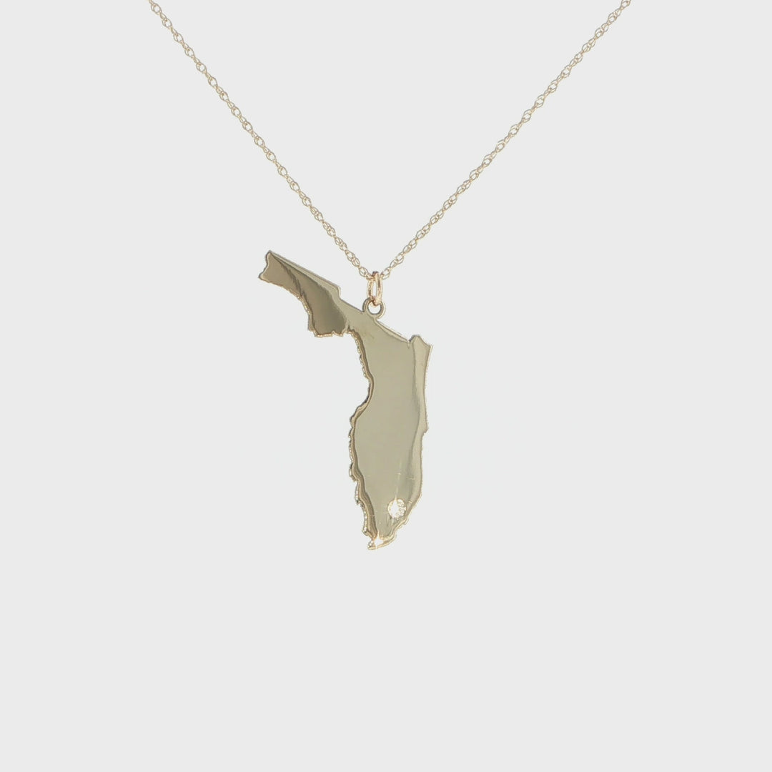 14K Yellow Gold Florida Diamond Necklace