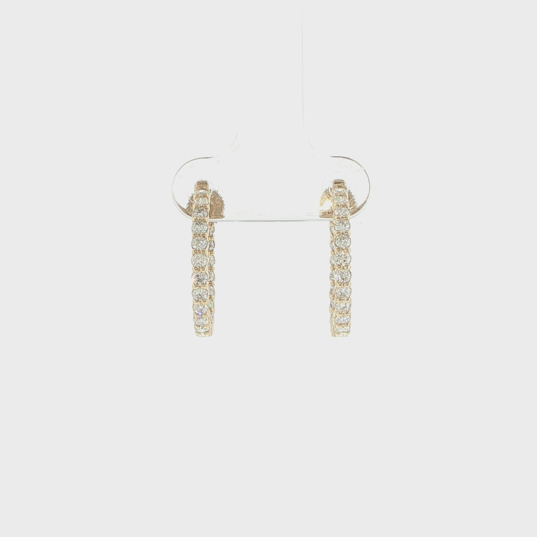 14K Yellow Gold Inside-Out Diamond Hoop Earrings