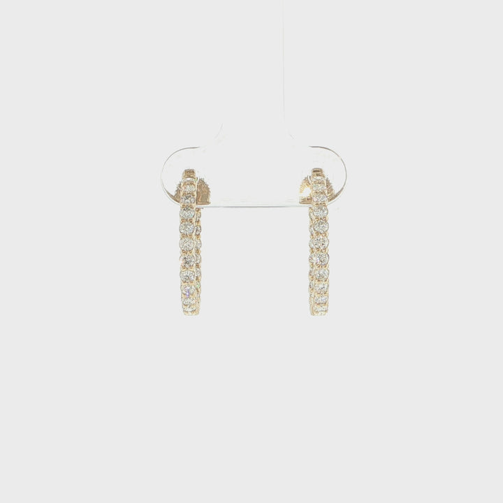 14K Yellow Gold Inside-Out Diamond Hoop Earrings