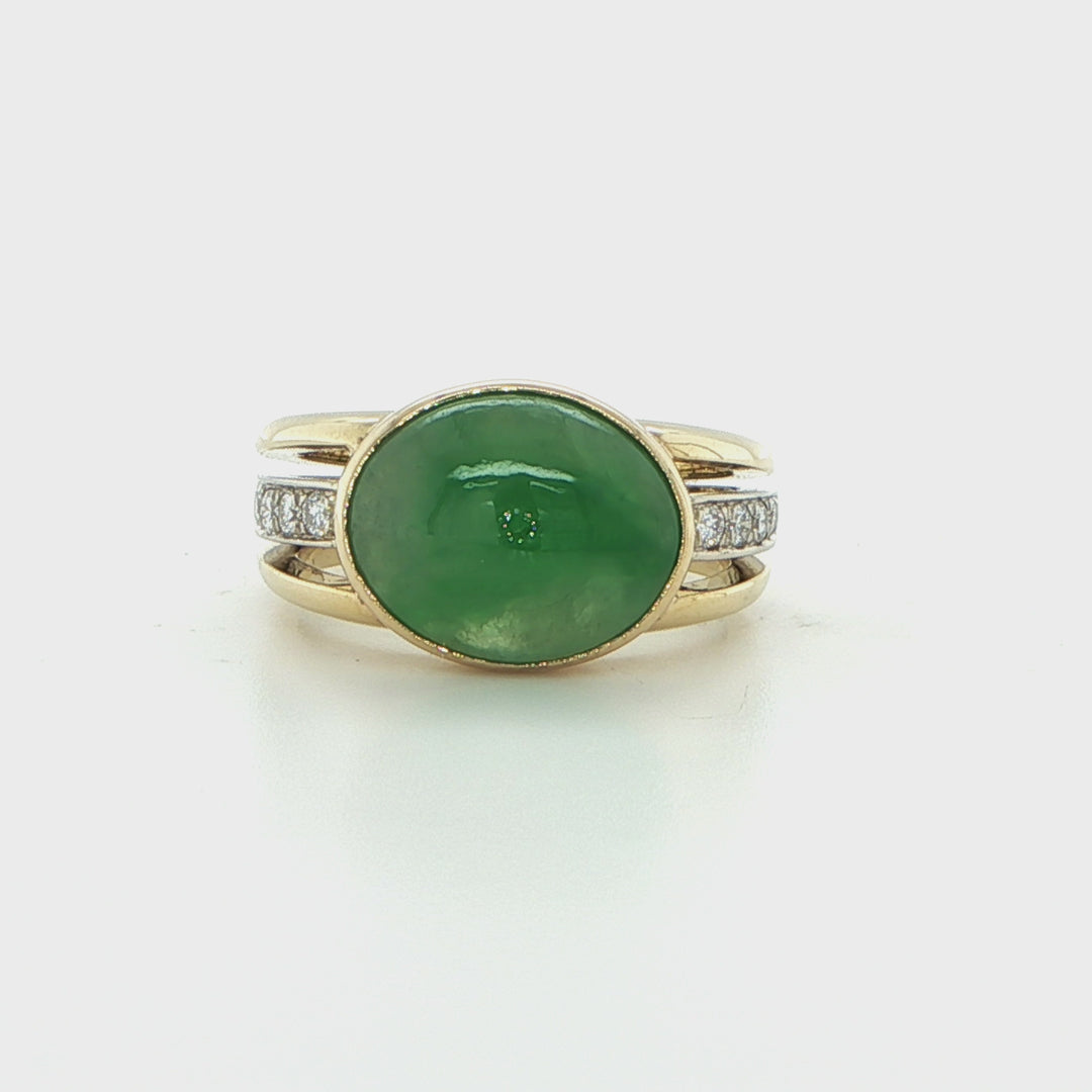 18K Yellow Gold Emerald & Diamond Ring