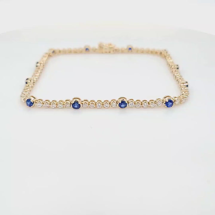 Sapphire and Diamond Line Bracelet