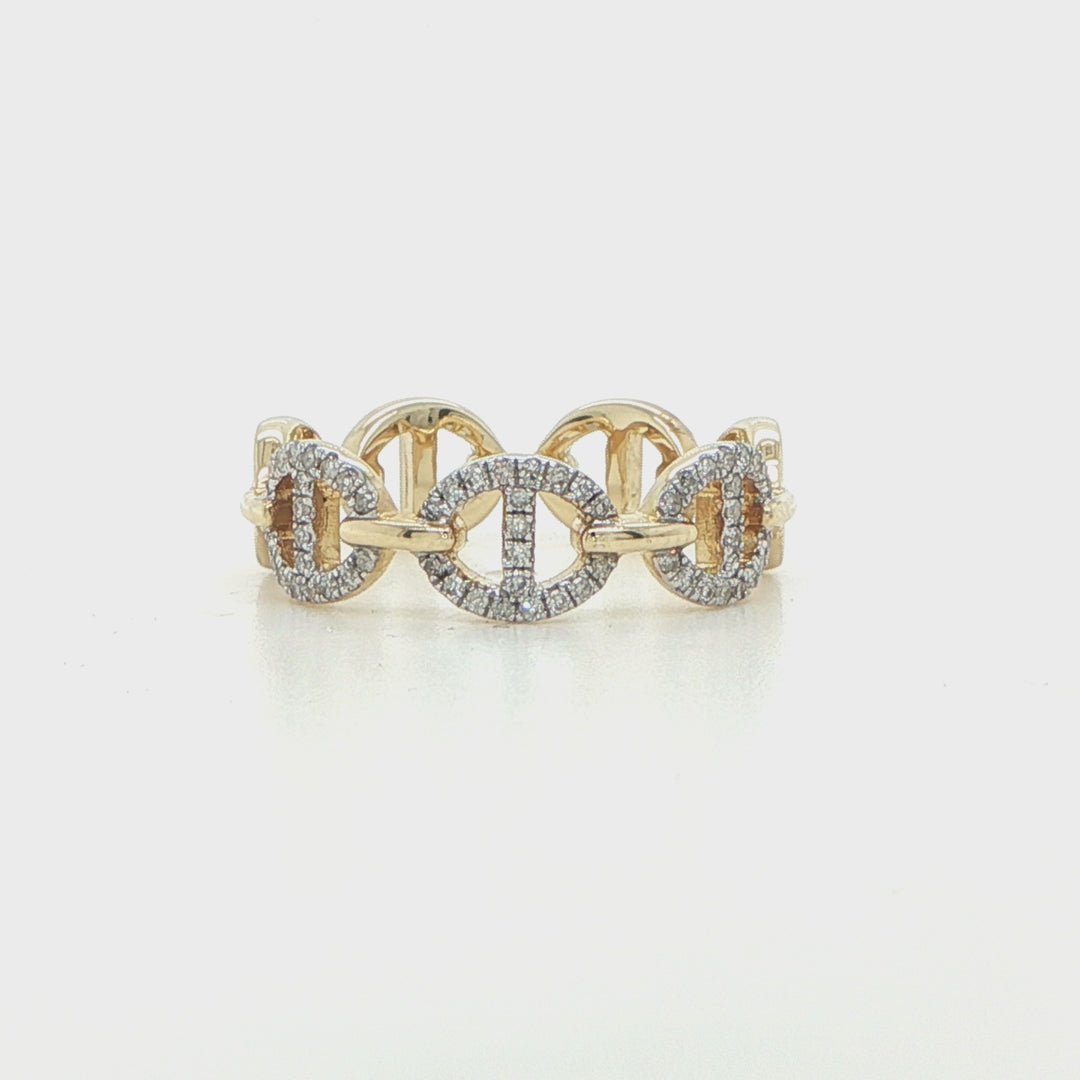 14K Yellow Gold Diamond Anchor Link Ring
