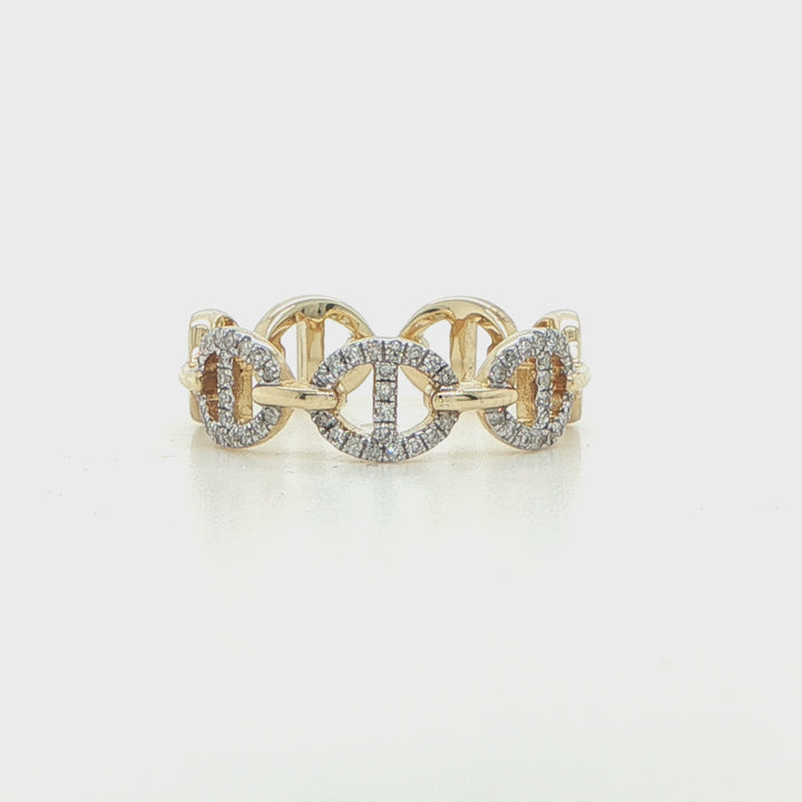 14K Yellow Gold Diamond Anchor Link Ring