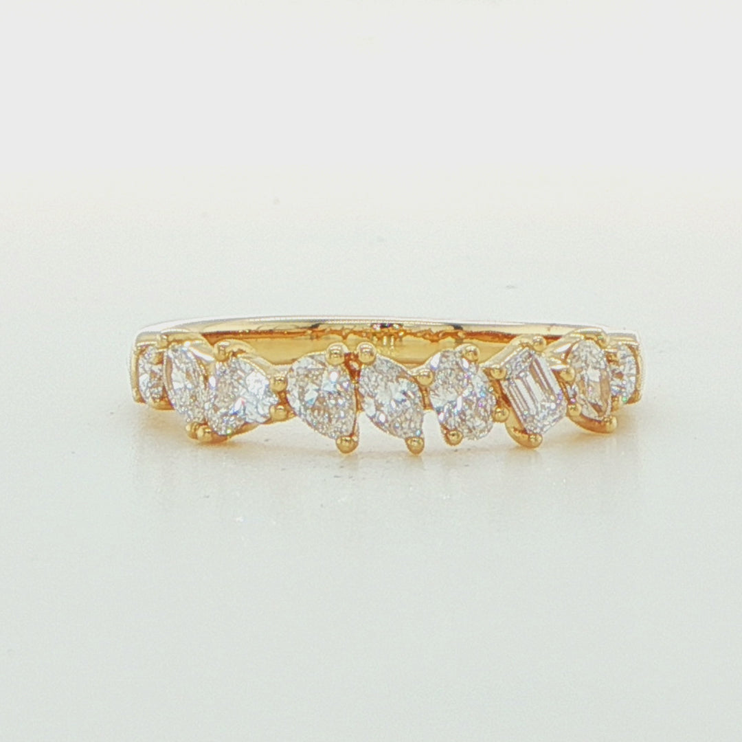 18K Yellow Gold Multi-Cut Diamond Band