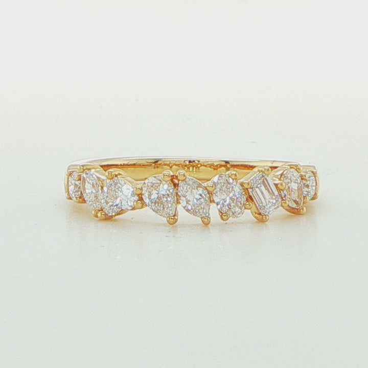 18K Yellow Gold Multi-Cut Diamond Band
