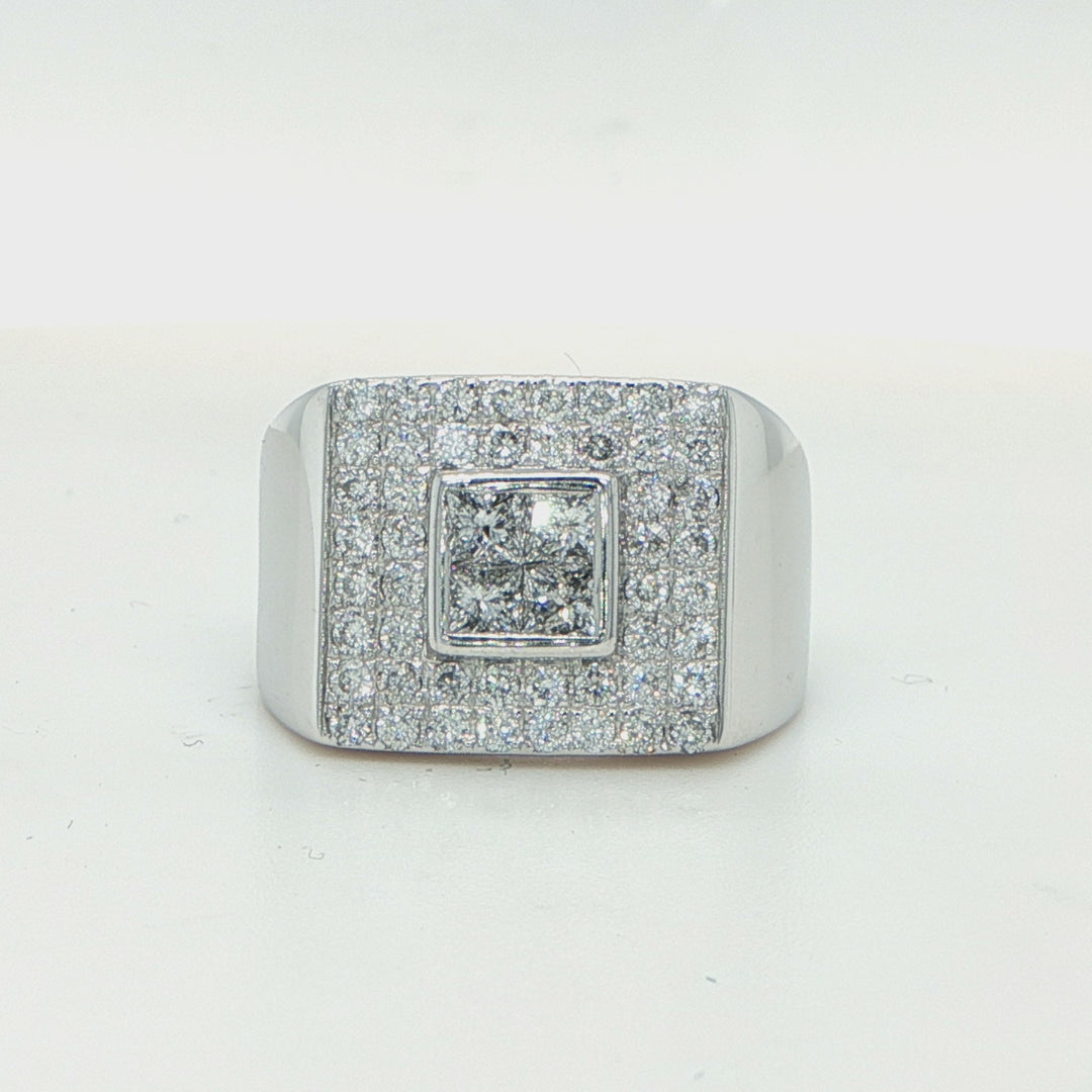 14K White Gold Invisible Set Diamond Ring