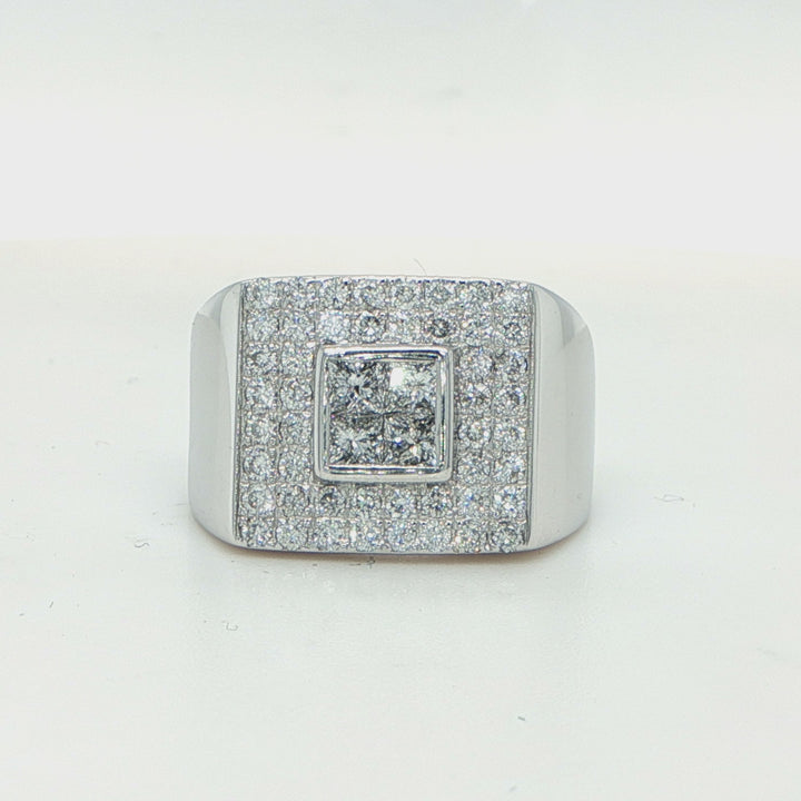 14K White Gold Invisible Set Diamond Ring