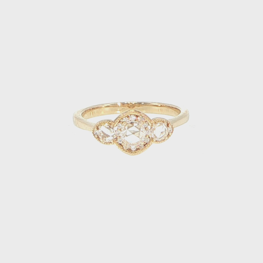 14K Yellow Gold Rose Cut Diamond Fashion Ring