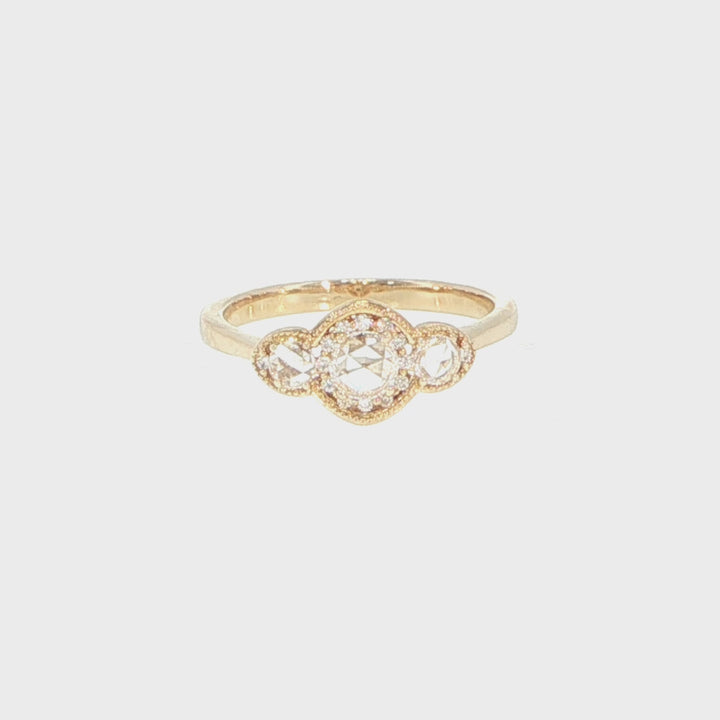 14K Yellow Gold Rose Cut Diamond Fashion Ring
