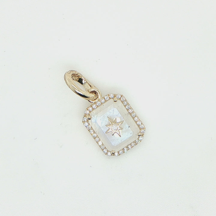 14K Yellow Gold Moonstone & Diamond Star Pendant