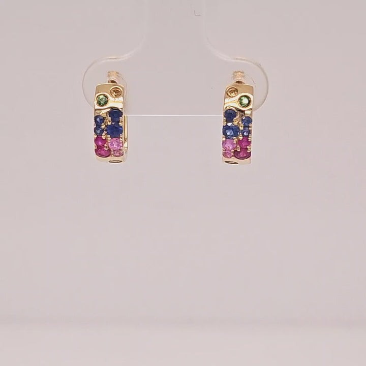 Multicolor Sapphire Huggie Earrings