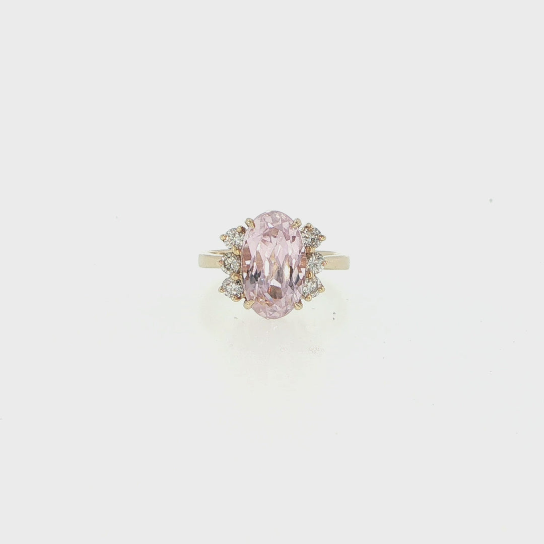 14K Yellow Gold Kunzite & Diamond Cocktail Ring