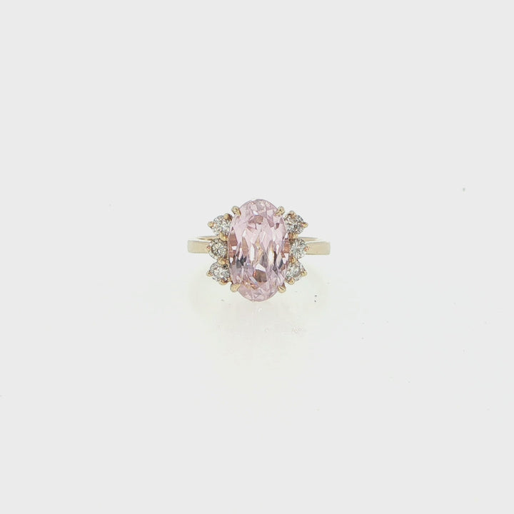 14K Yellow Gold Kunzite & Diamond Cocktail Ring